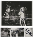 Exceptional Apollo 11 Crew Signed 10 x 8 NASA Photo of Armstrong & Aldrin on the Moon -- Near Fine With Bold, Uninscribed Signatures -- With Steve Zarelli COA